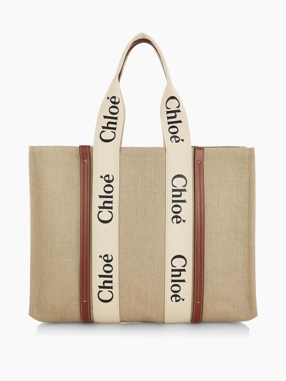 Chloé Large Woody Canvas Tote in Linen